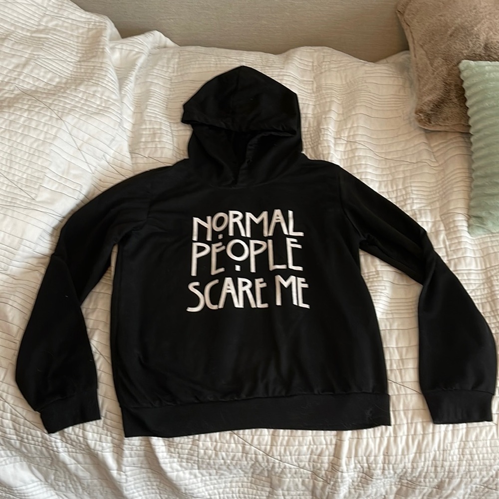 Normal people scare me -black hoodie child large